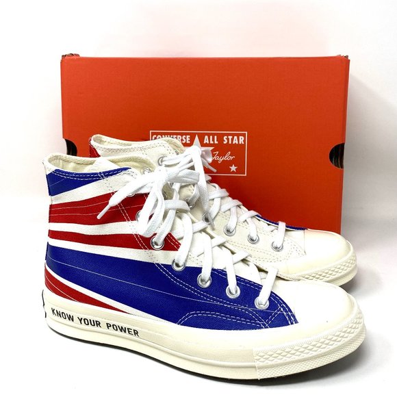 💖MEGA SALE💖Converse CHUCK 70 High Top Canvas White Blue Red Women's 169912C - Picture 1 of 11